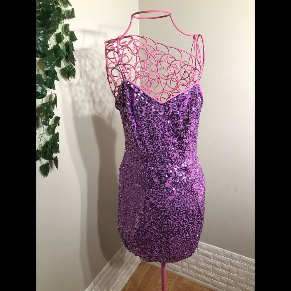 Cache Sequin Spaghetti Strap Mini Dress - image 1